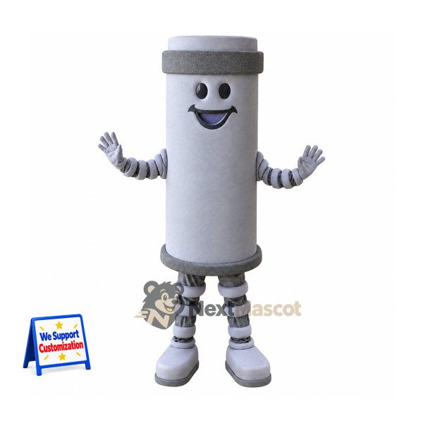 Cylinder Mascot Costume - Gray