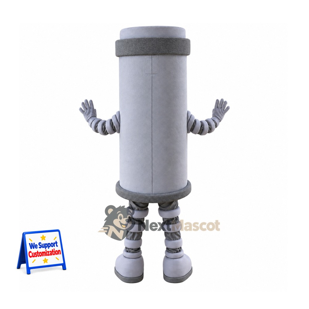 Cylinder Mascot Costume - Gray Cylinder Mascot Costume - Gray