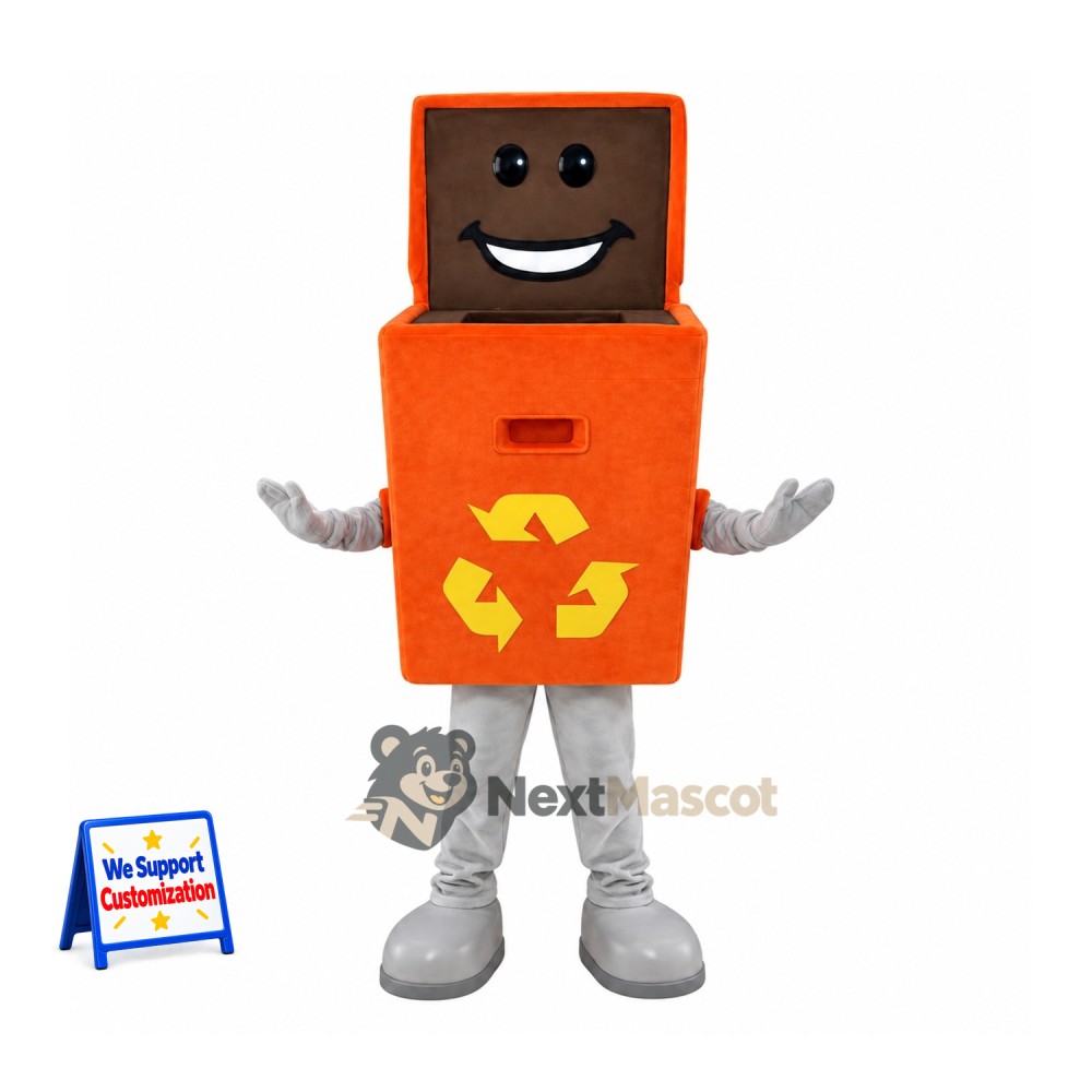 Recycling Bin Mascot Costume - Orange Recycling Bin Mascot Costume - Orange