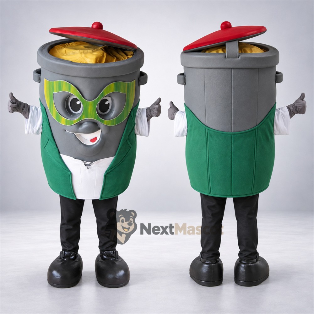 Trash Can Mascot Costume - Green Trash Can Mascot Costume - Green
