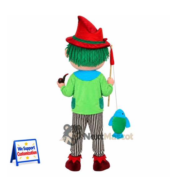Fisherman Mascot Costume - Green Hair Fisherman Mascot Costume - Green Hair