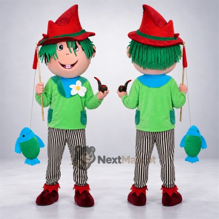 Fisherman Mascot Costume - Green Hair Fisherman Mascot Costume - Green Hair