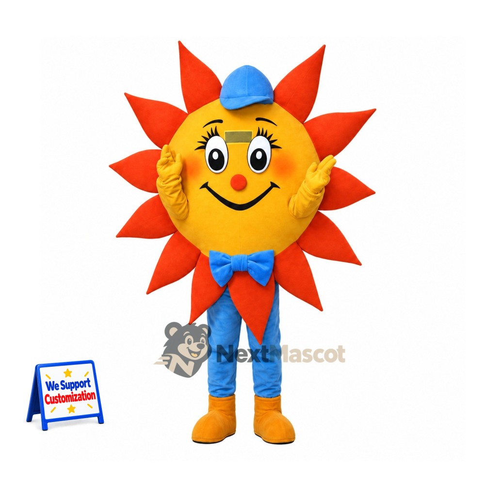 Sun Mascot Costume - Blue Bow Tie Sun Mascot Costume - Blue Bow Tie