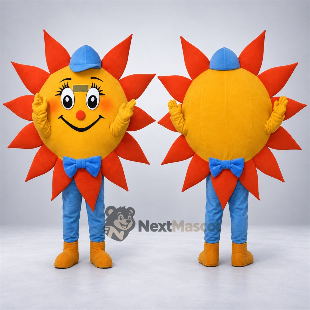 Sun Mascot Costume - Blue Bow Tie Sun Mascot Costume - Blue Bow Tie