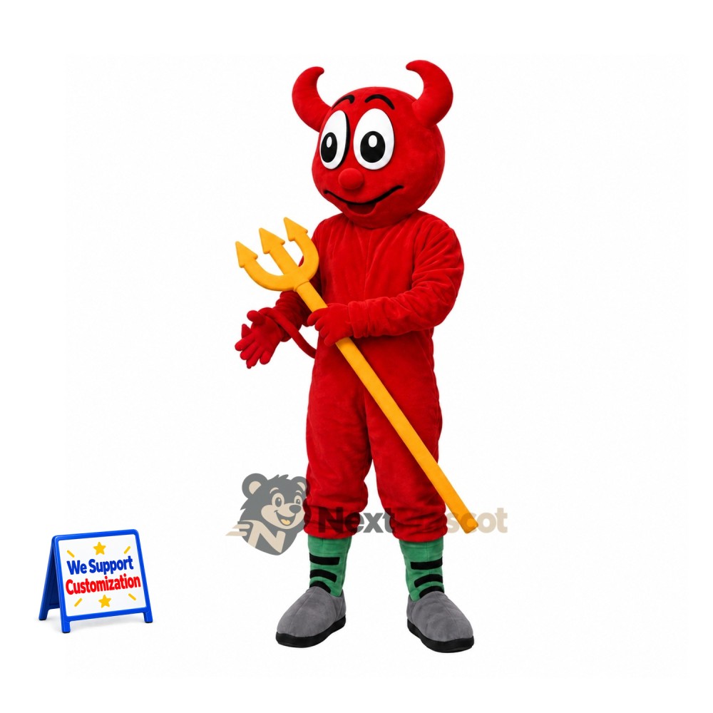 Devil Mascot Costume - Red, Trident for School Events Devil Mascot Costume - Red, Trident for School Events