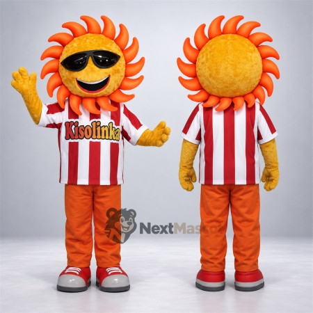Sun Mascot Costume - Sunglasses and Striped Shirt Sun Mascot Costume - Sunglasses and Striped Shirt
