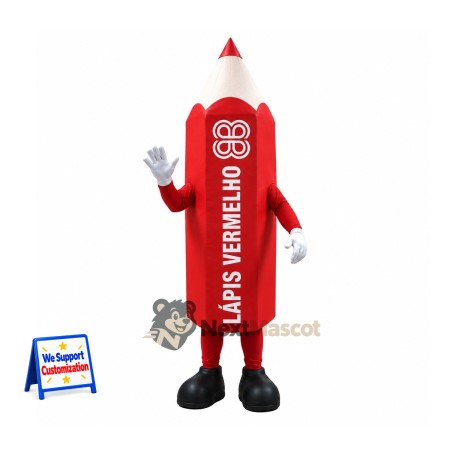 Pencil Mascot Costume - Red Pencil Mascot Costume - Red