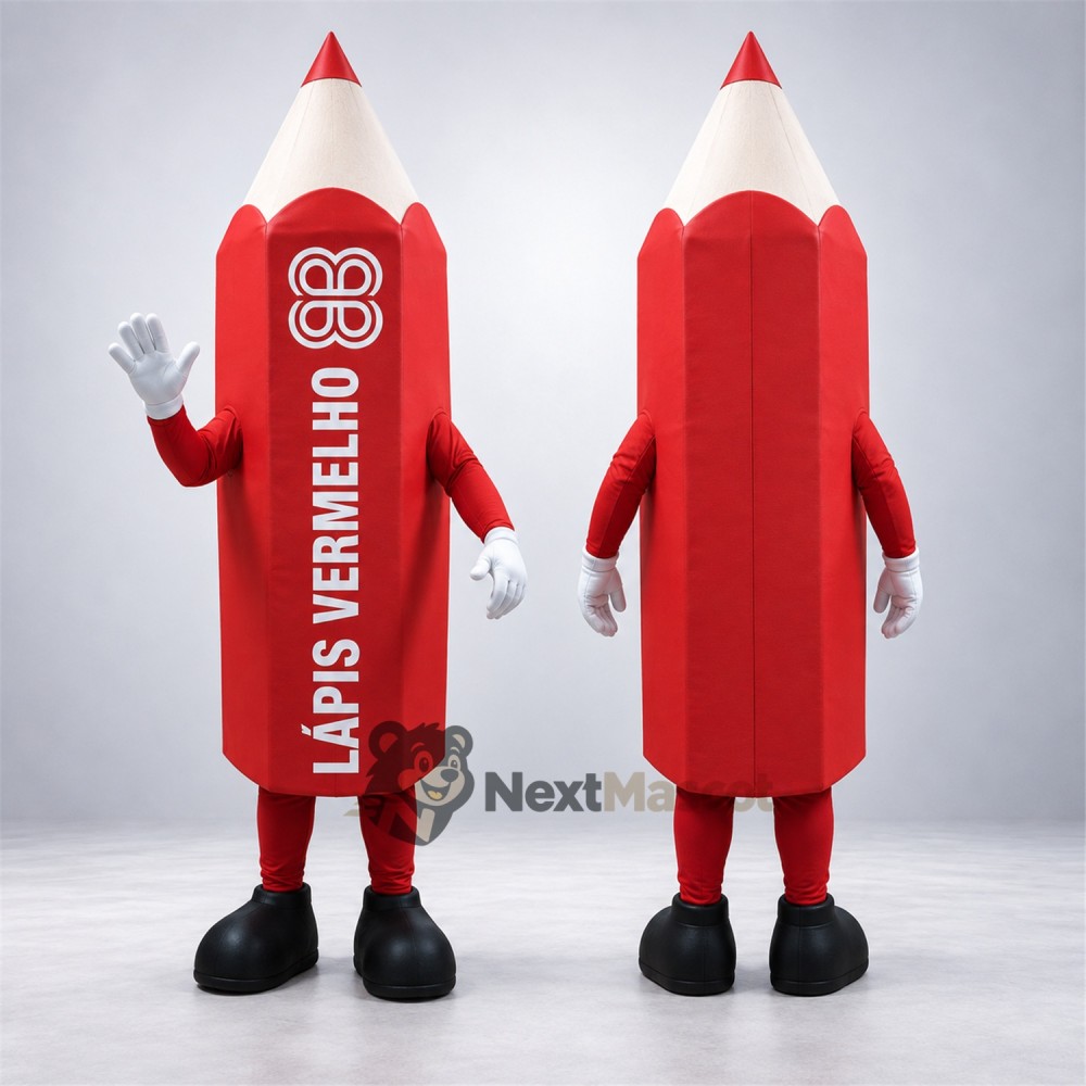 Pencil Mascot Costume - Red Pencil Mascot Costume - Red