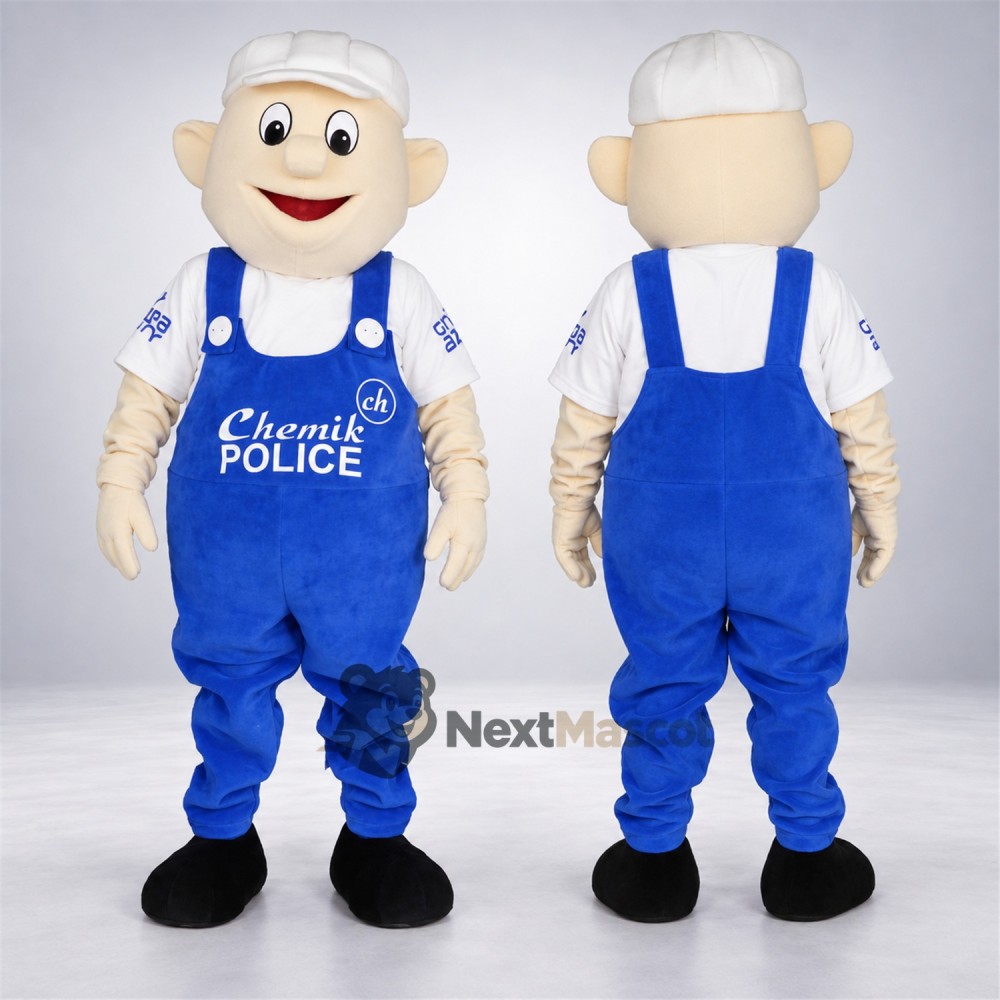 Man Mascot Costume - Blue Overalls Man Mascot Costume - Blue Overalls