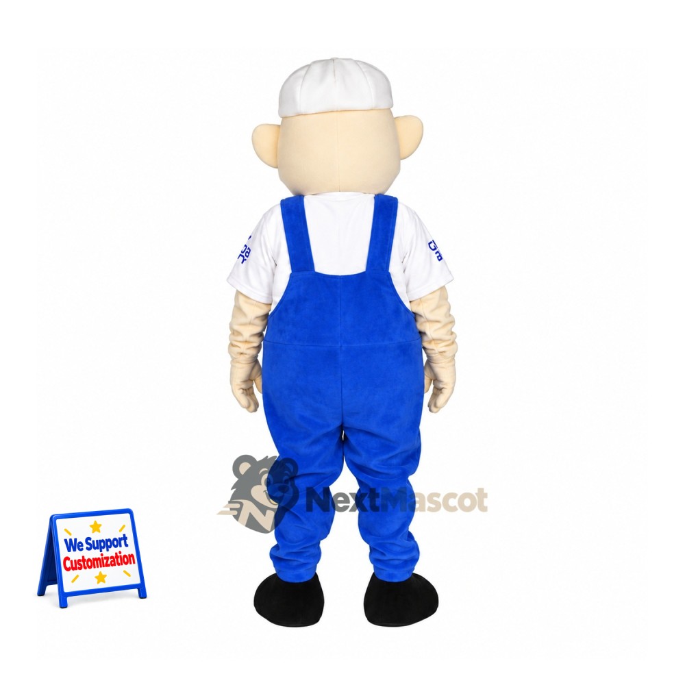 Man Mascot Costume - Blue Overalls Man Mascot Costume - Blue Overalls