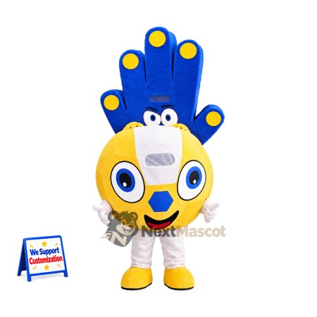 Hand Mascot Costume - Blue and Yellow Hand Mascot Costume - Blue and Yellow