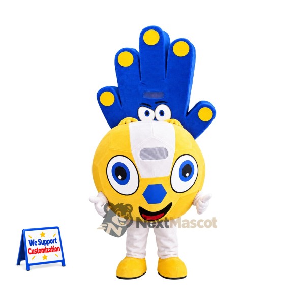Hand Mascot Costume - Blue and Yellow