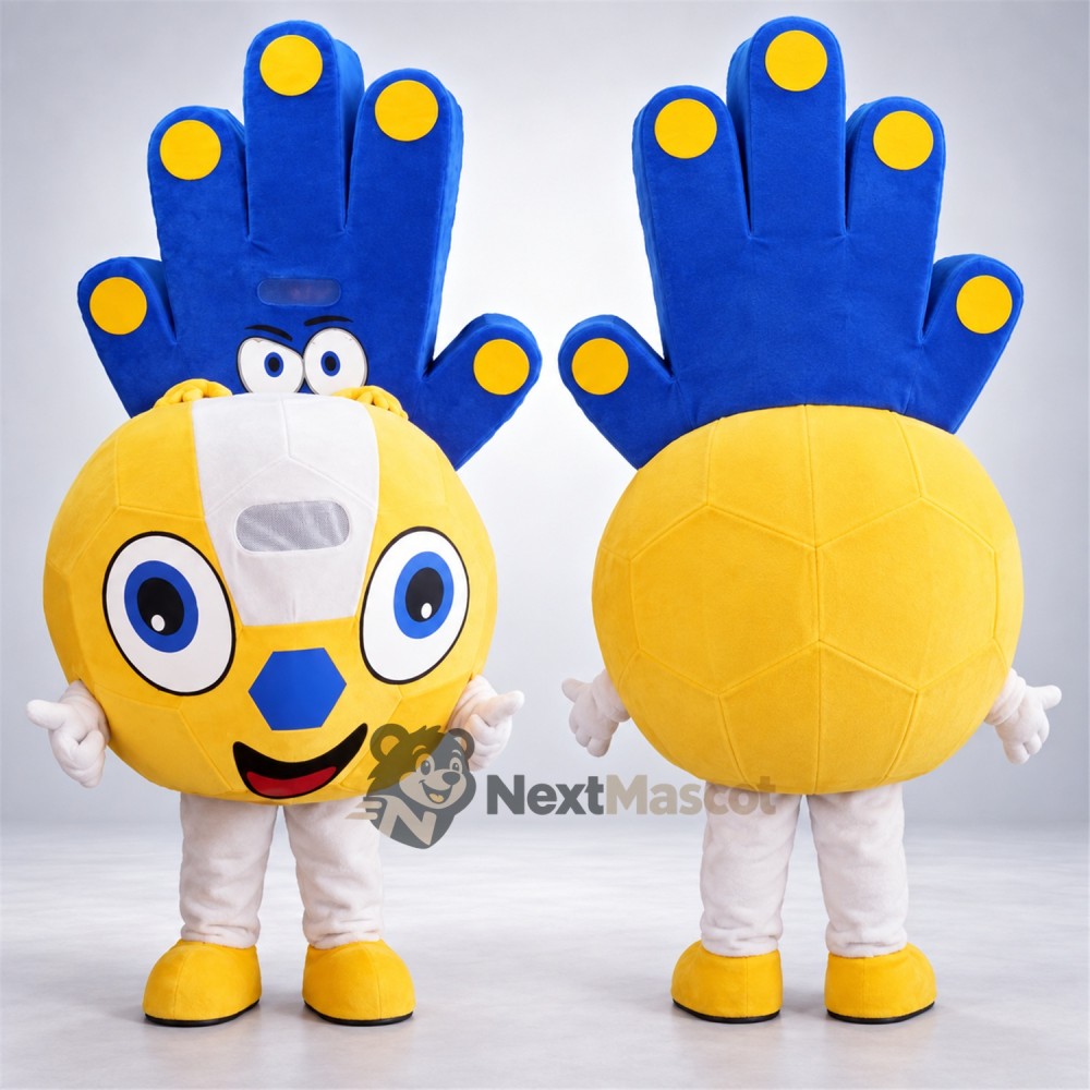 Hand Mascot Costume - Blue and Yellow Hand Mascot Costume - Blue and Yellow