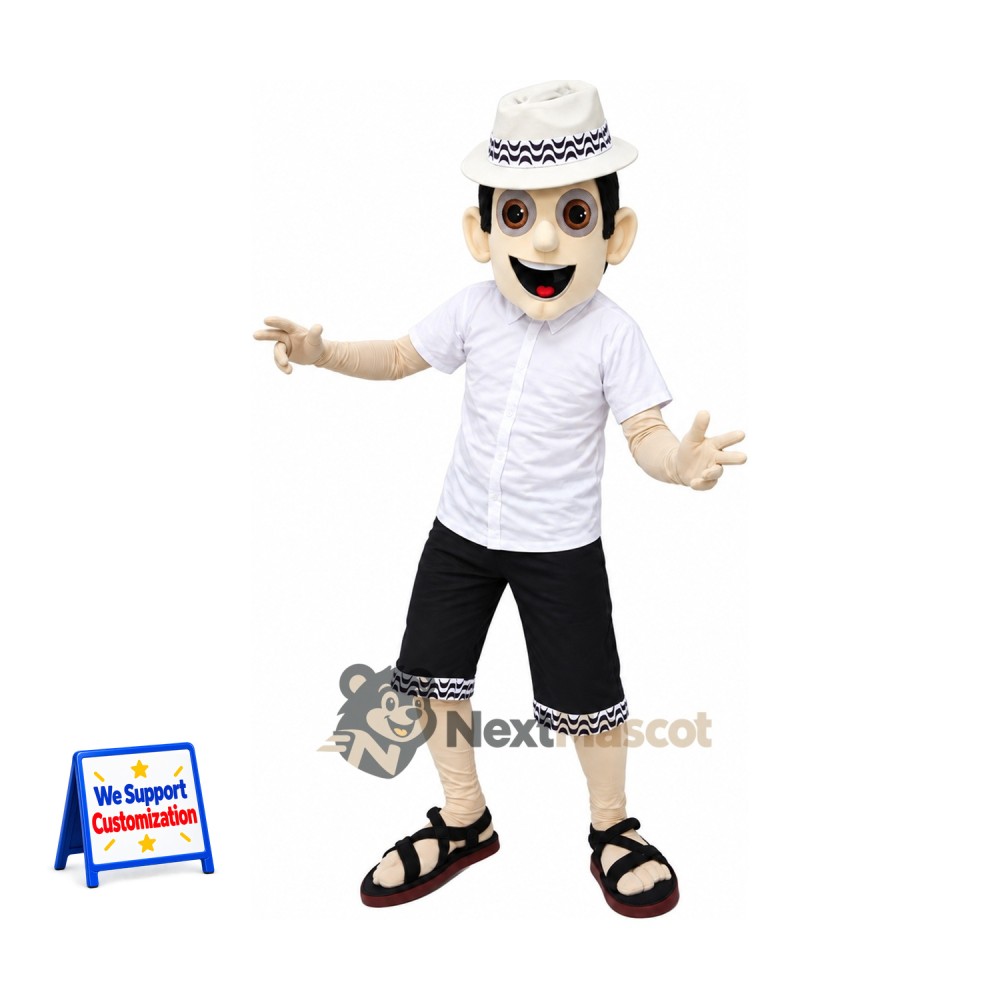 Man Mascot Costume - White Hat Man Mascot Costume - White Hat