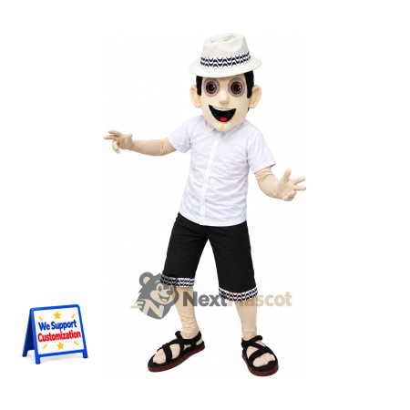 Man Mascot Costume - White Hat Man Mascot Costume - White Hat