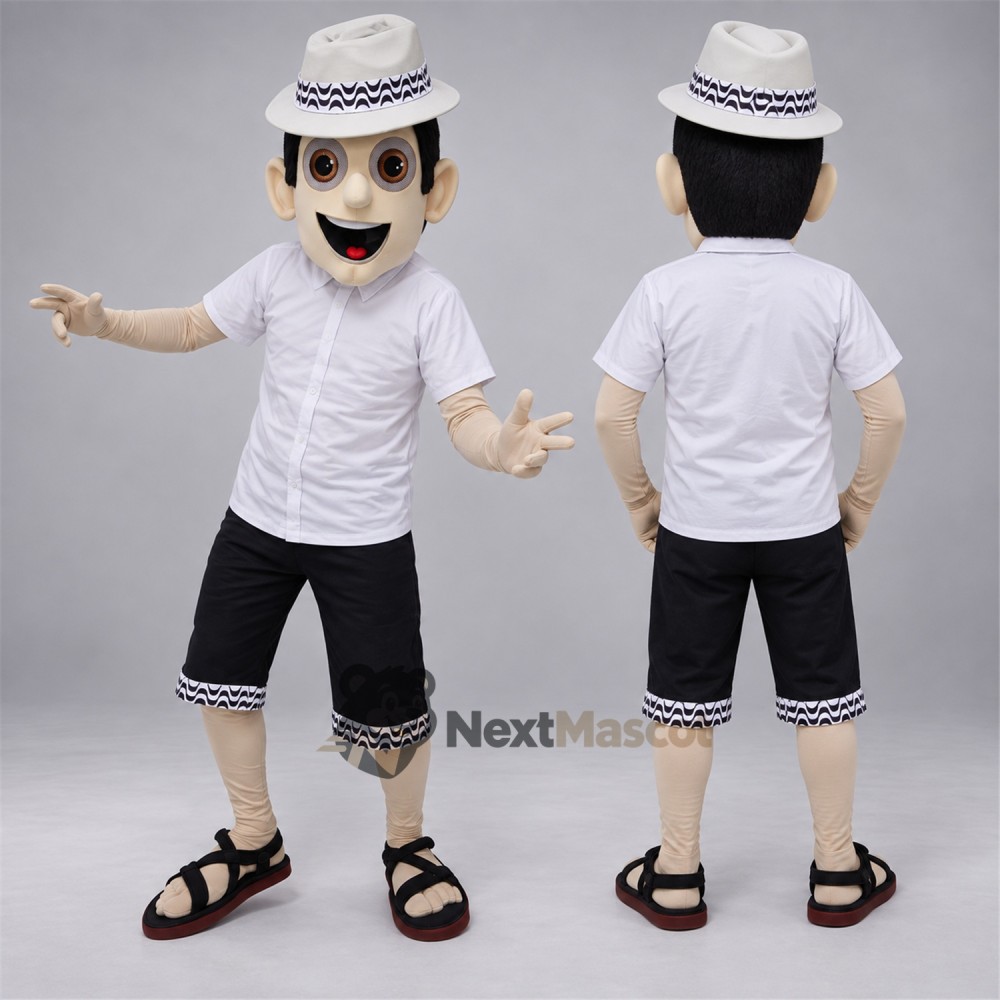 Man Mascot Costume - White Hat Man Mascot Costume - White Hat