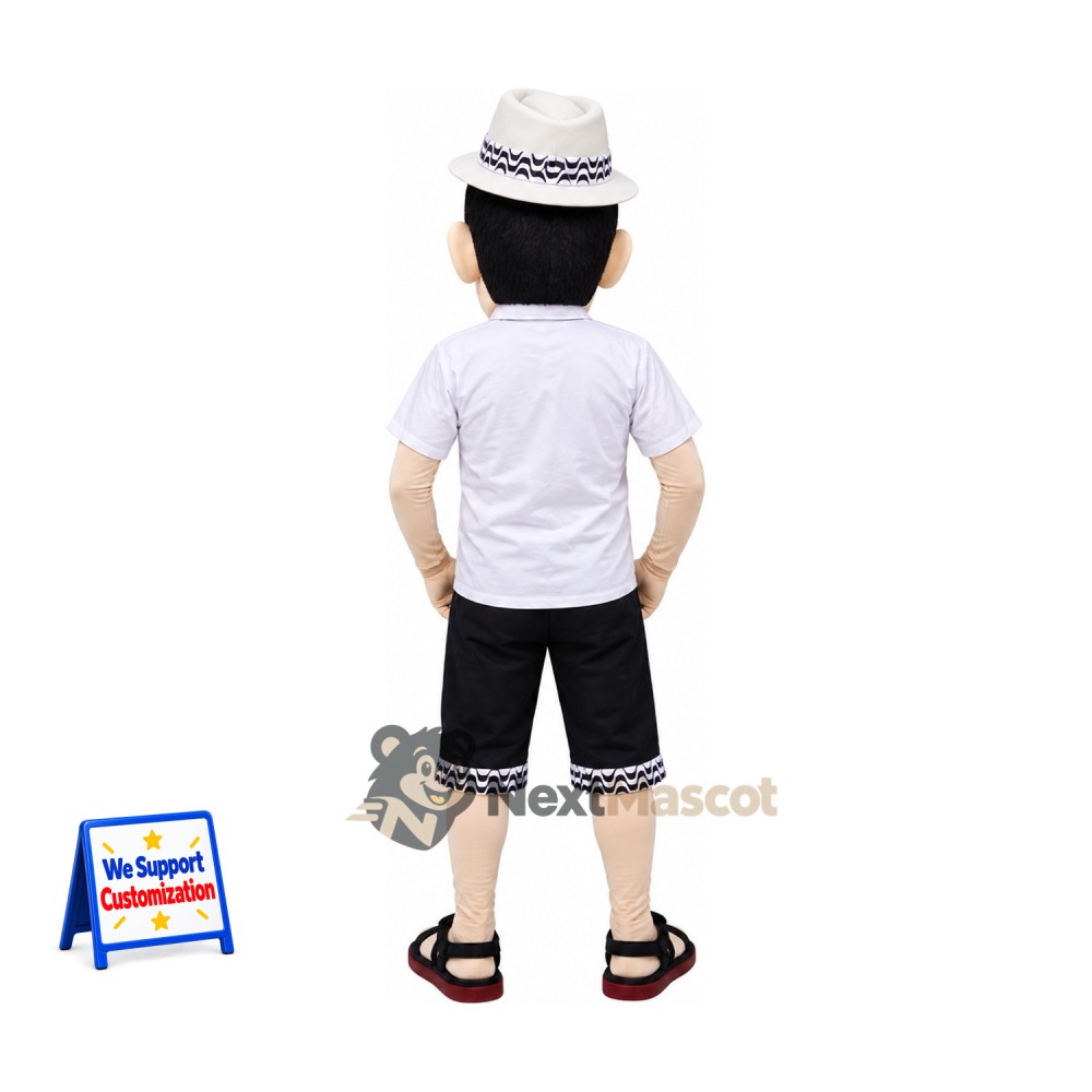 Man Mascot Costume - White Hat Man Mascot Costume - White Hat