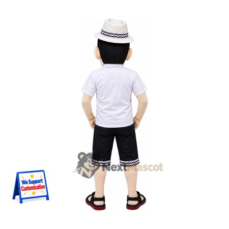Man Mascot Costume - White Hat Man Mascot Costume - White Hat