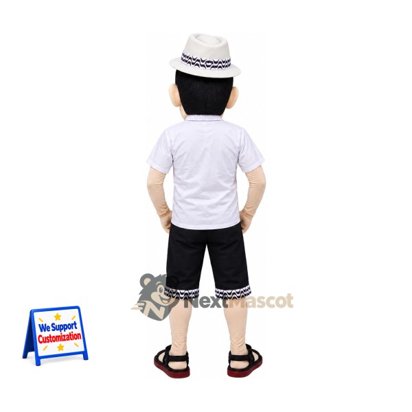 Man Mascot Costume - White Hat Man Mascot Costume - White Hat