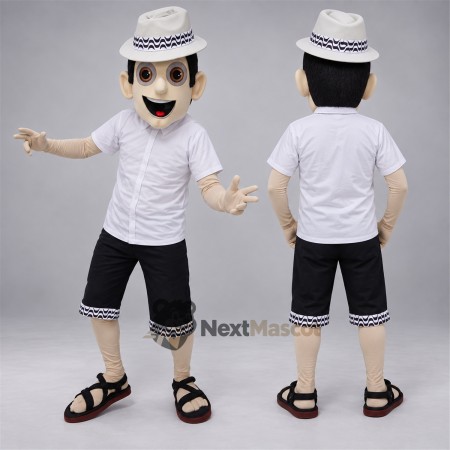 Man Mascot Costume - White Hat Man Mascot Costume - White Hat