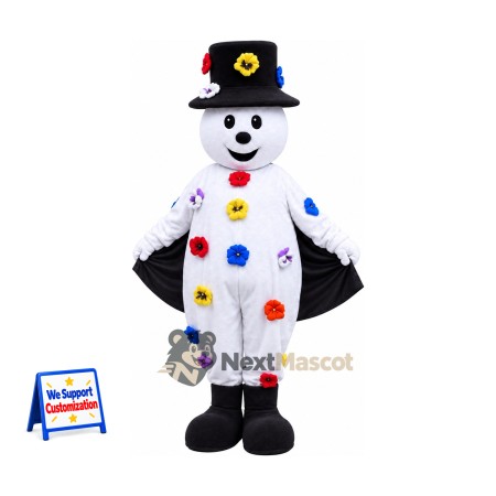 Snowman Mascot Costume - Colorful Buttons for Christmas Events Snowman Mascot Costume - Colorful Buttons for Christmas Events