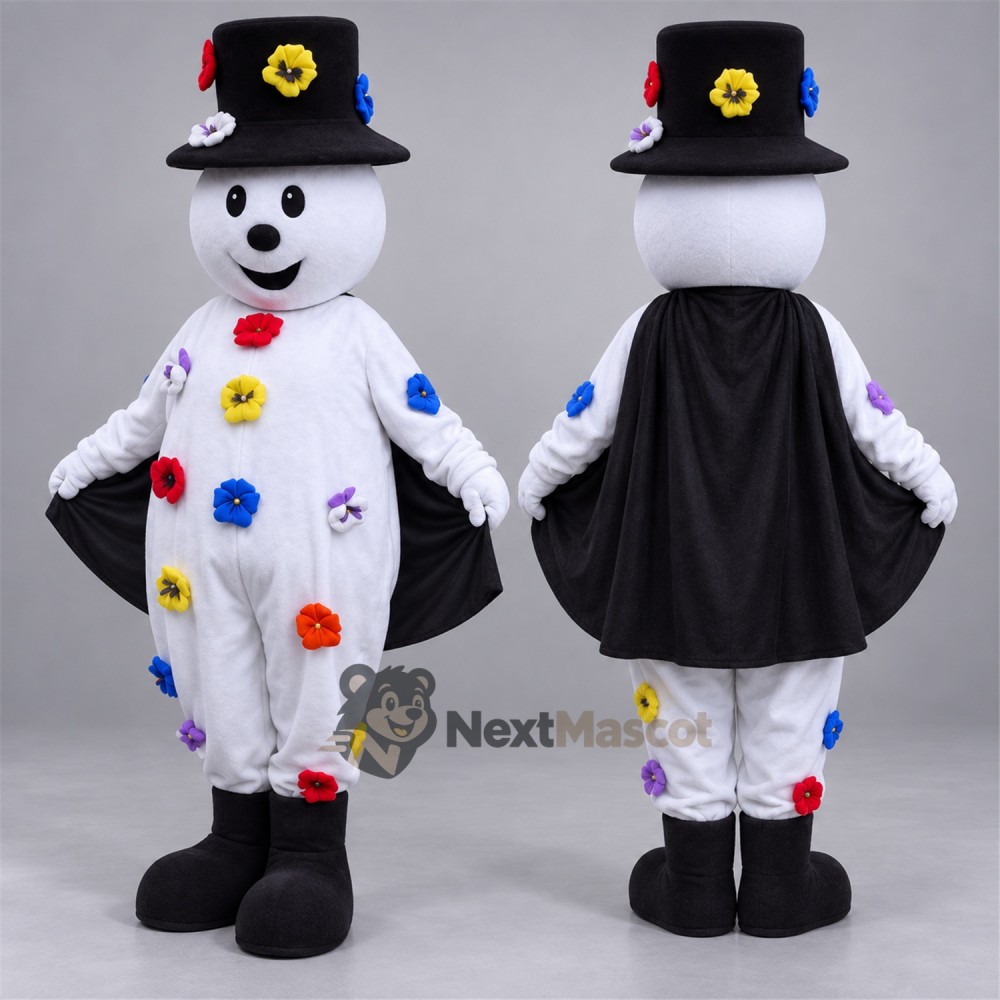 Snowman Mascot Costume - Colorful Buttons for Christmas Events Snowman Mascot Costume - Colorful Buttons for Christmas Events