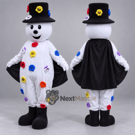 Snowman Mascot Costume - Colorful Buttons for Christmas Events Snowman Mascot Costume - Colorful Buttons for Christmas Events