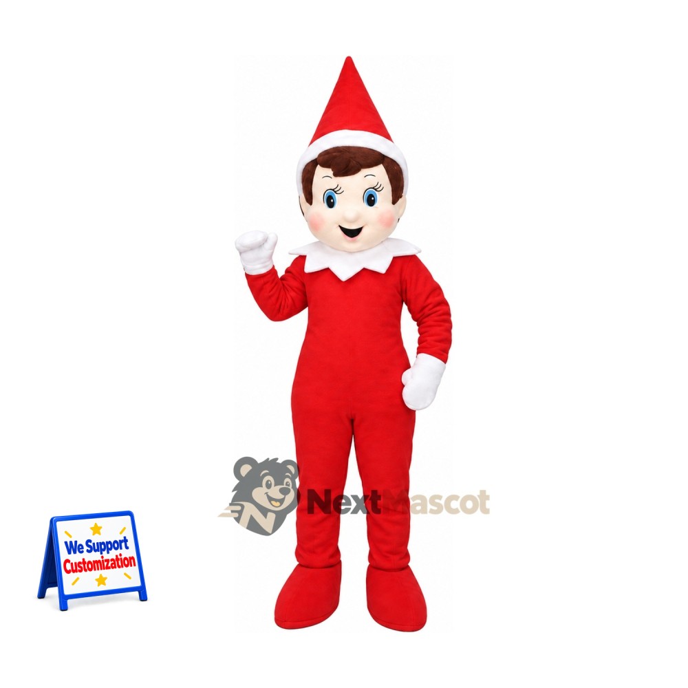 Christmas Elf Mascot Costume - Red Outfit for Christmas Events Christmas Elf Mascot Costume - Red Outfit for Christmas Events