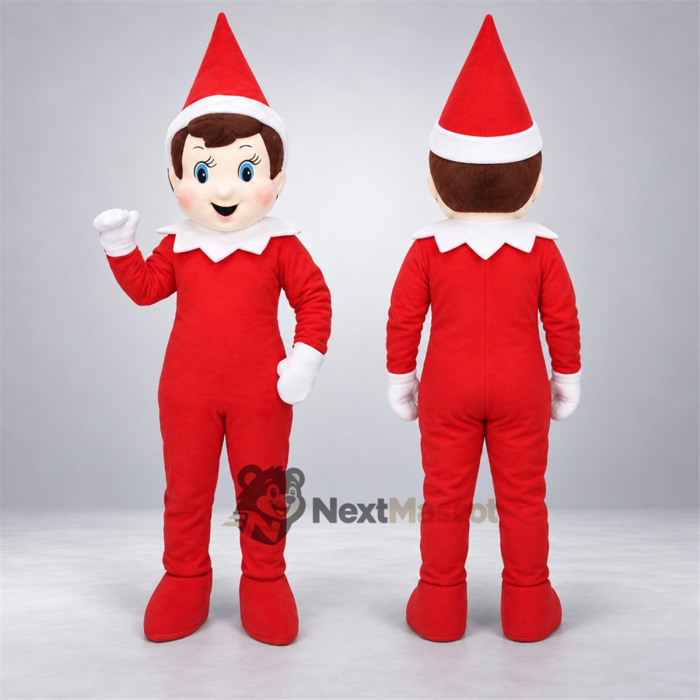 Christmas Elf Mascot Costume - Red Outfit for Christmas Events Christmas Elf Mascot Costume - Red Outfit for Christmas Events