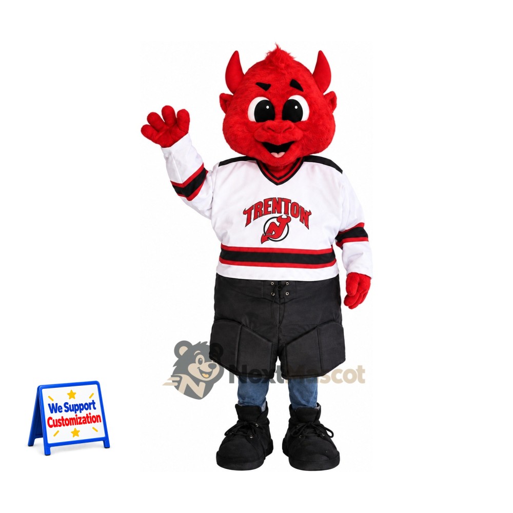 Devil Mascot Costume - Red, White Jersey Devil Mascot Costume - Red, White Jersey