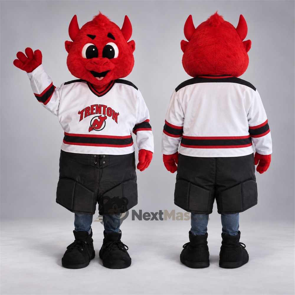 Devil Mascot Costume - Red, White Jersey Devil Mascot Costume - Red, White Jersey