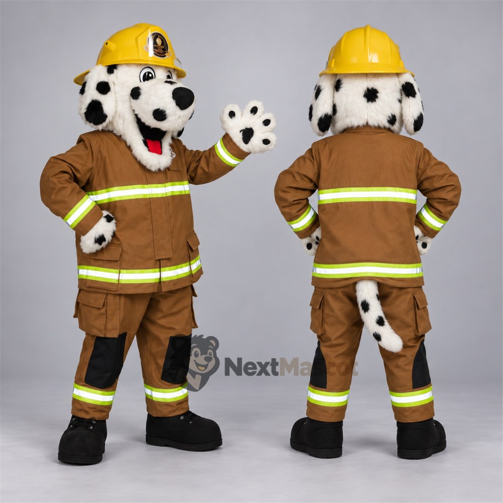 Dalmatian Mascot Costume - Tan Firefighter Suit Dalmatian Mascot Costume - Tan Firefighter Suit