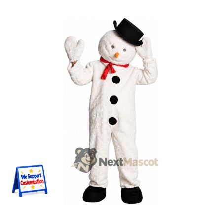 Snowman Mascot Costume - Black Hat for Holiday Photos Snowman Mascot Costume - Black Hat for Holiday Photos