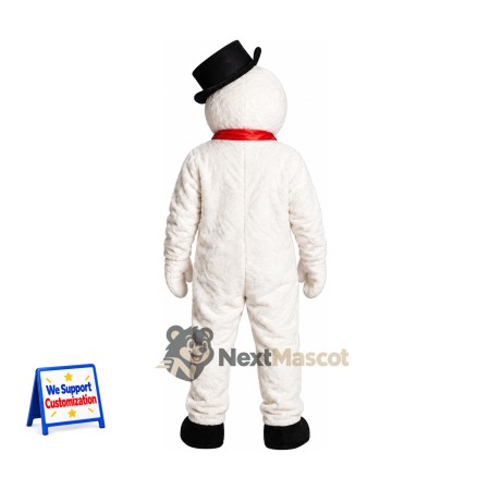 Snowman Mascot Costume - Black Hat for Holiday Photos Snowman Mascot Costume - Black Hat for Holiday Photos