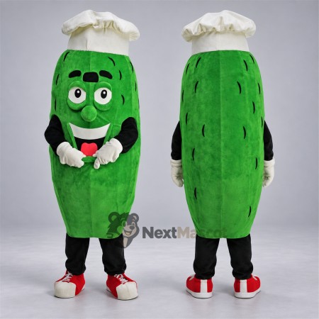 Pickle Mascot Costume - Chef Style for Food Festivals Pickle Mascot Costume - Chef Style for Food Festivals