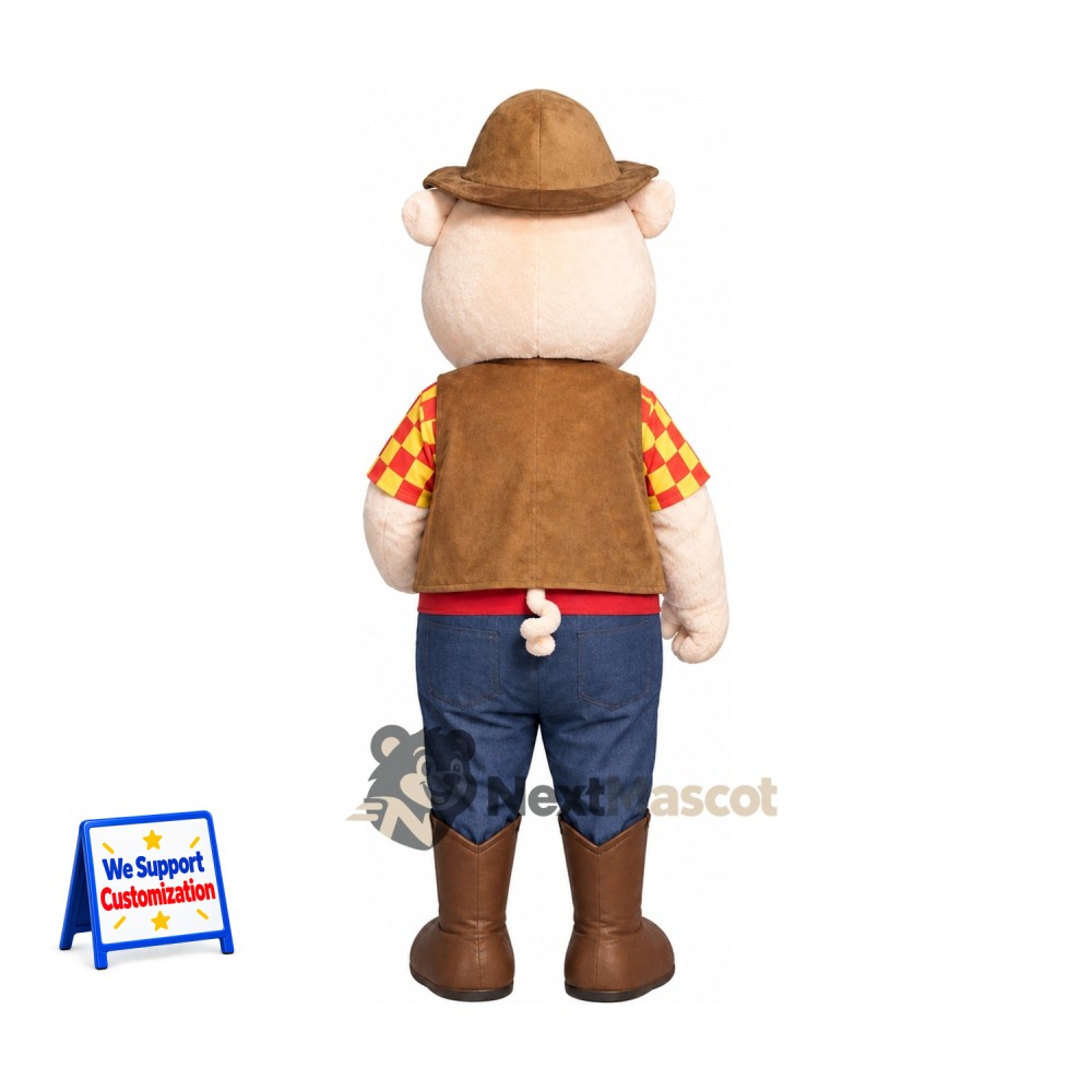 Pig Mascot Costume - Cowboy Outfit for Parades Pig Mascot Costume - Cowboy Outfit for Parades