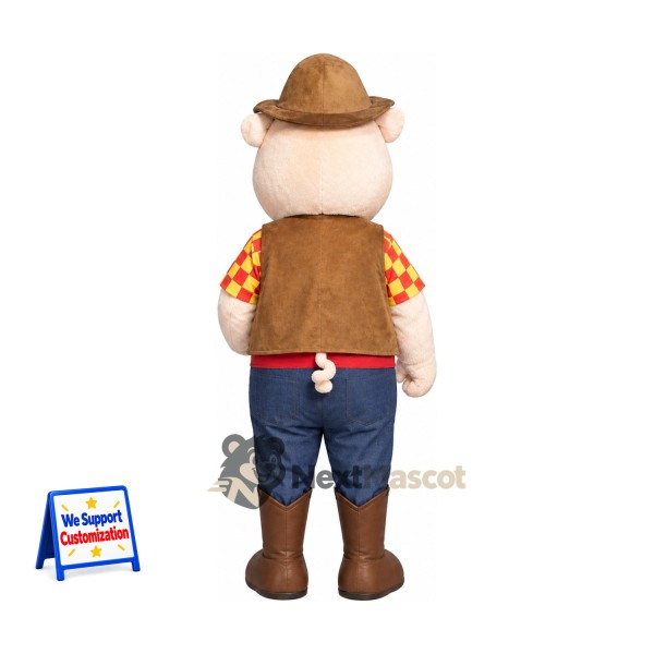 Pig Mascot Costume - Cowboy Outfit for Parades Pig Mascot Costume - Cowboy Outfit for Parades