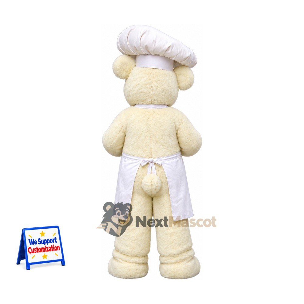 Bear Mascot Costume - White, Chef Hat Bear Mascot Costume - White, Chef Hat