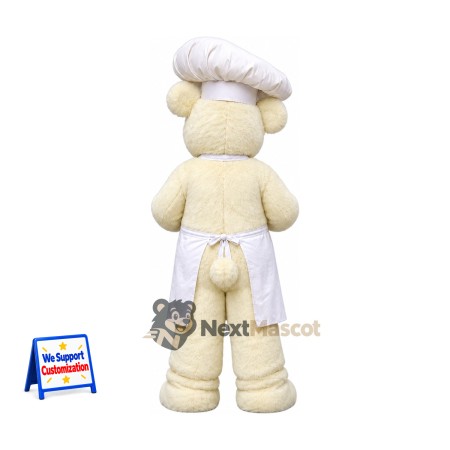 Bear Mascot Costume - White, Chef Hat Bear Mascot Costume - White, Chef Hat