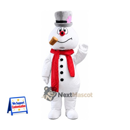 Snowman Mascot Costume - Silver Hat for Christmas Parties Snowman Mascot Costume - Silver Hat for Christmas Parties