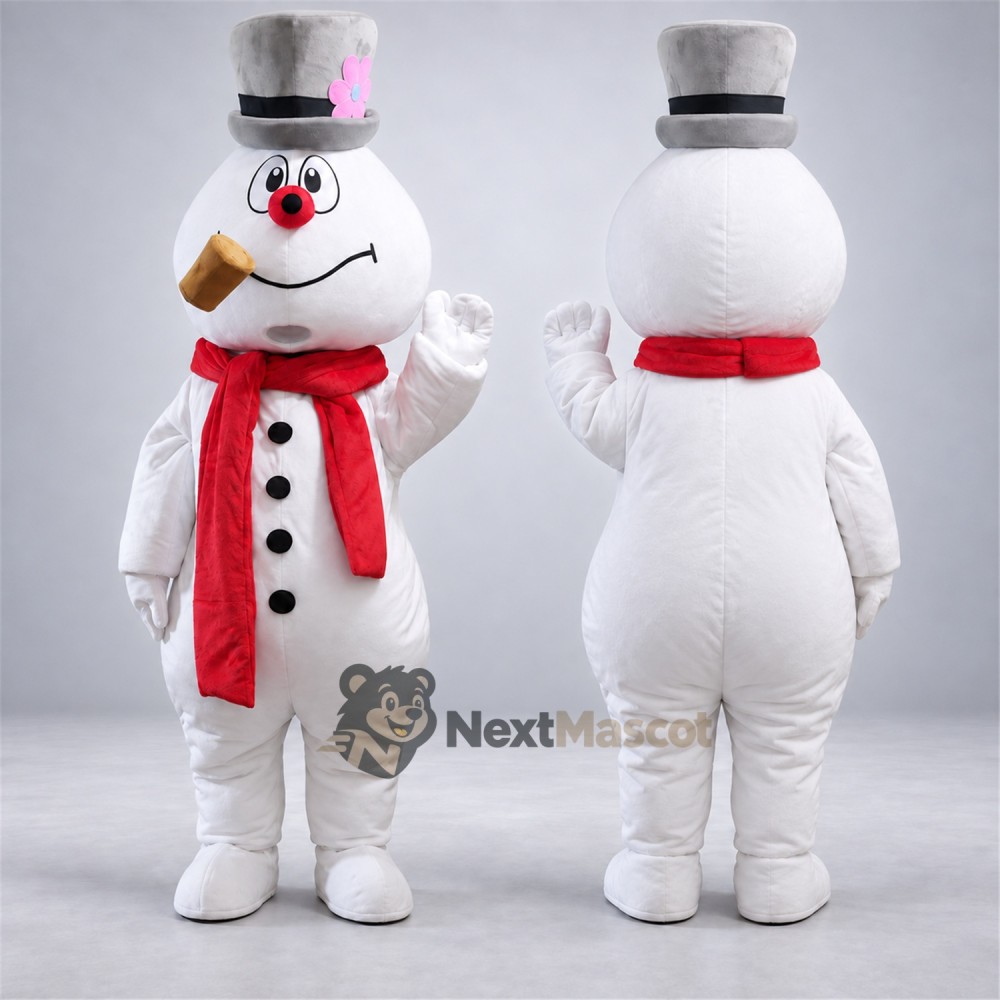 Snowman Mascot Costume - Silver Hat for Christmas Parties Snowman Mascot Costume - Silver Hat for Christmas Parties