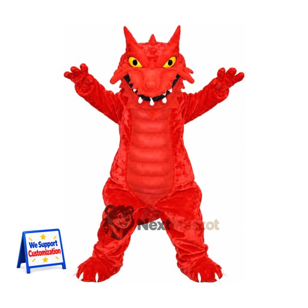 Dragon Mascot Costume - Red for School Spirit