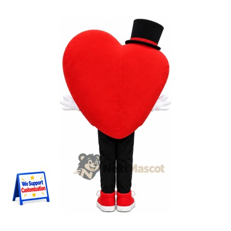 Heart Mascot Costume - Top Hat Heart Mascot Costume - Top Hat