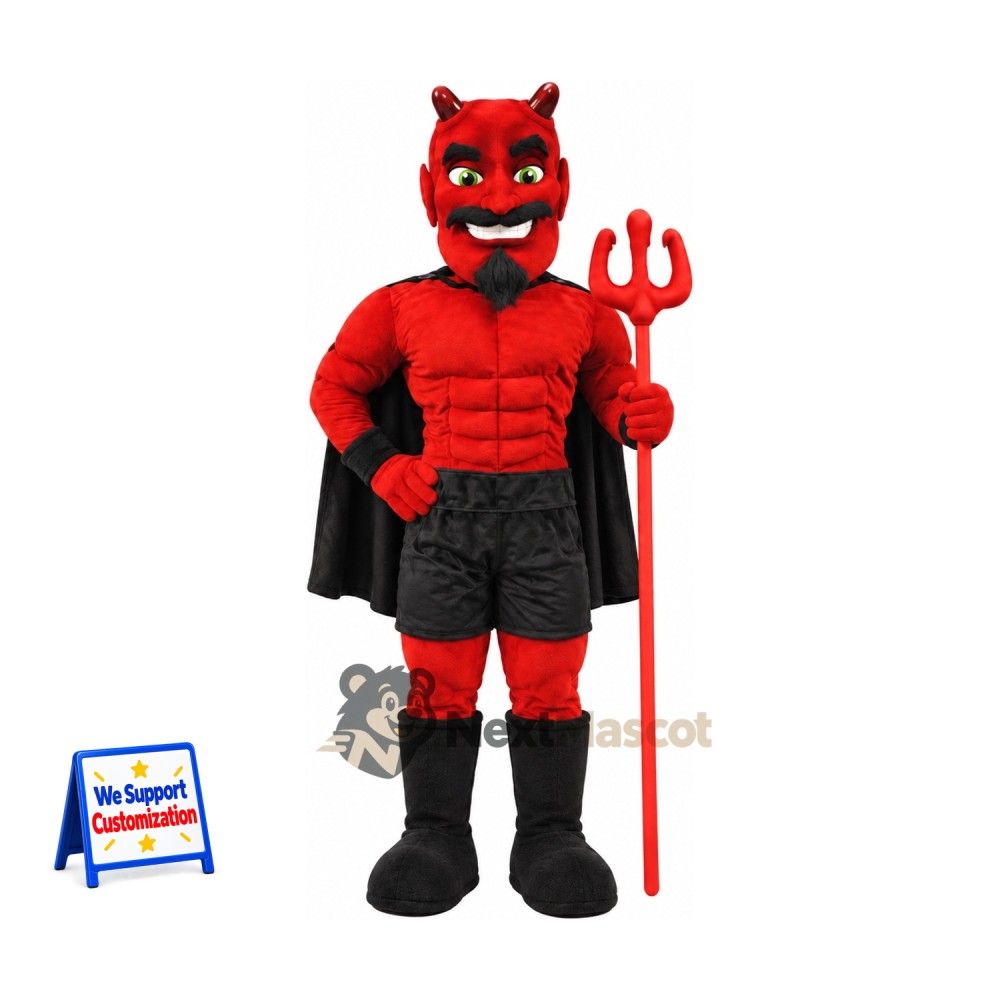 Devil Mascot Costume - Red, Trident for Community Events Devil Mascot Costume - Red, Trident for Community Events