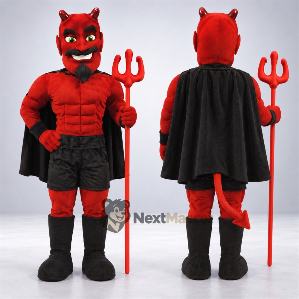 Devil Mascot Costume - Red, Trident for Community Events Devil Mascot Costume - Red, Trident for Community Events