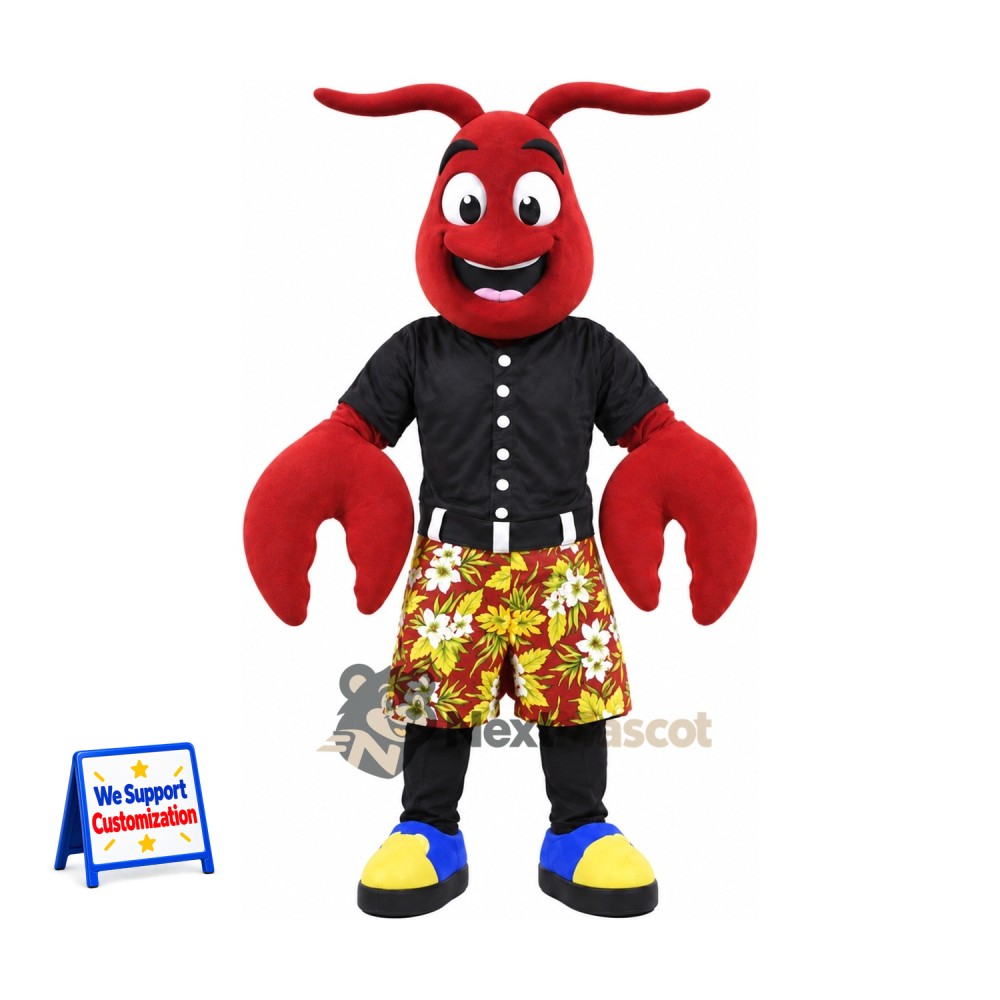Lobster Mascot Costume - Floral Shorts Lobster Mascot Costume - Floral Shorts
