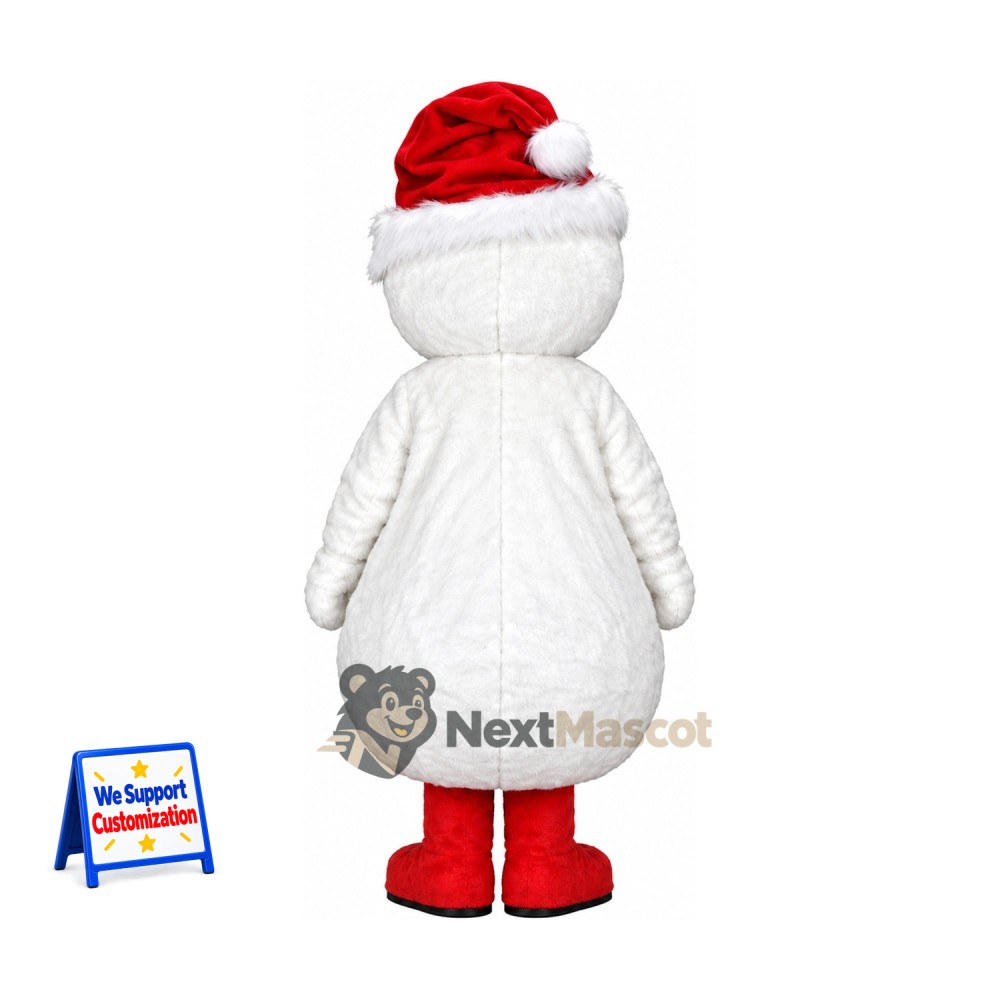Snowman Mascot Costume - Green Buttons and Red Boots