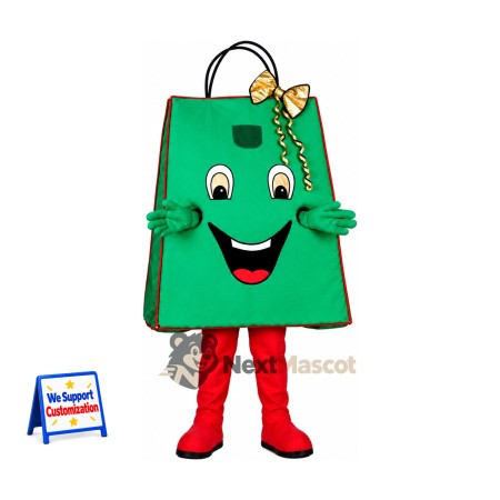Shopping Bag Mascot Costume - Green Shopping Bag Mascot Costume - Green