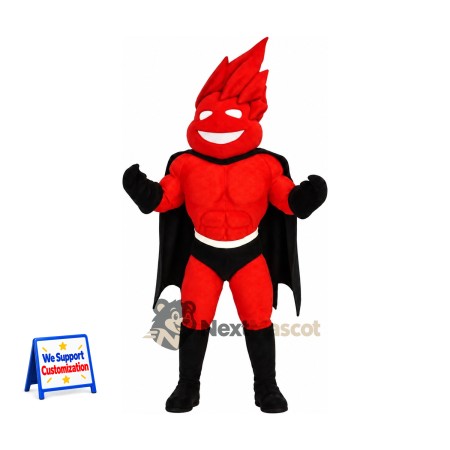 Flame Superhero Mascot Costume - Red Flame Superhero Mascot Costume - Red