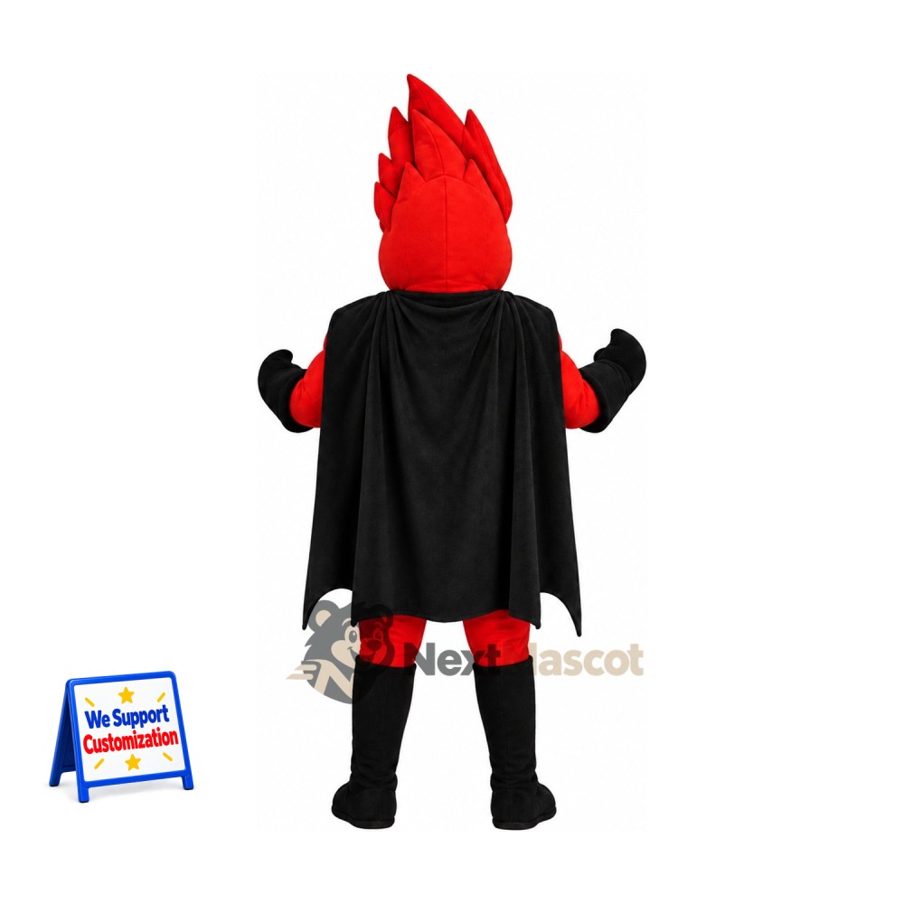 Flame Superhero Mascot Costume - Red Flame Superhero Mascot Costume - Red